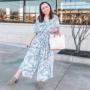 H&M Blue Tropical button up dress